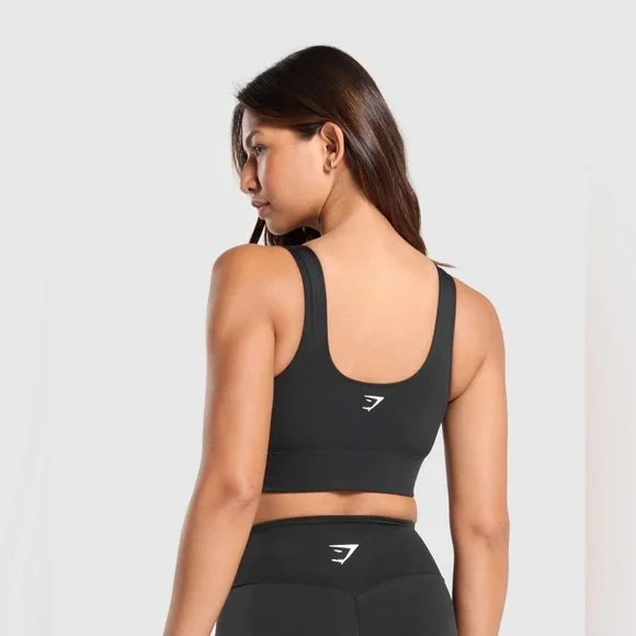 Gymshark Black Athletic Running Longline Sports Bra Medium Support size Small - Picture 2 of 10